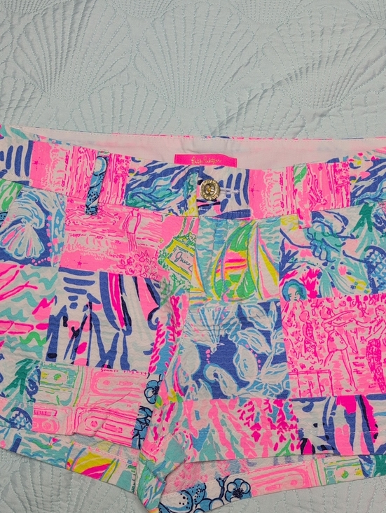 Lilly Pulitzer Pants - Lilly Pulitzer Bright Neon Pink & Multicolor Patchwork Bermuda Shorts